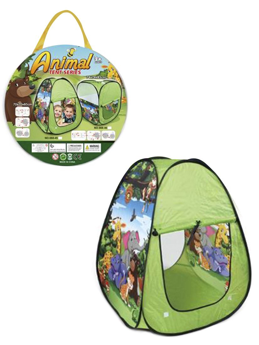 Палатка игровая Веселый зоопарк 70х70х85 см, сумка на молнии