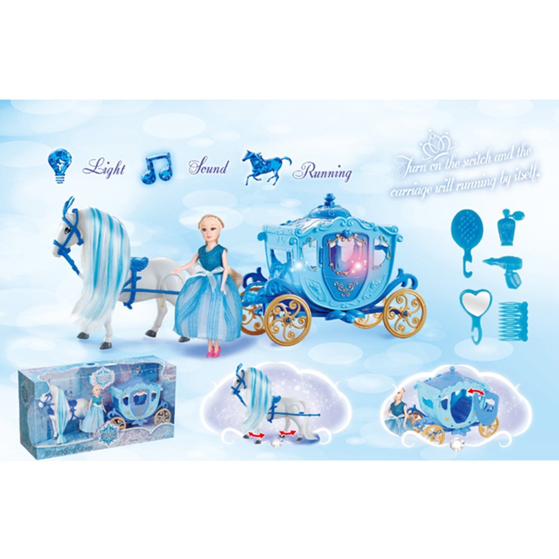Игр. наб. "На прогулке", свет, звук, в компл. предм. 8шт., эл.пит. AG13х3шт вх. в компл., ААх2шт. не вх. в компл., кор.
