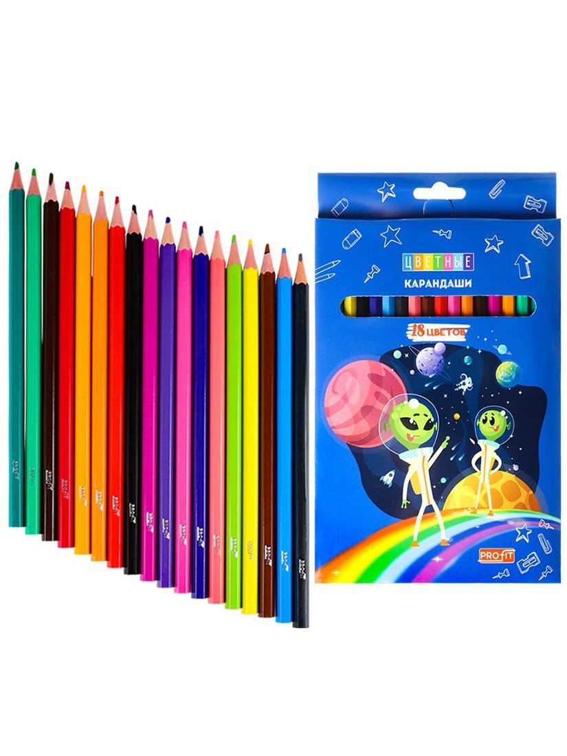 Набор цветных карандашей 18 цветов Веселые Инопланетяне