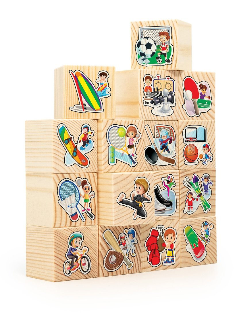 Кубики Игрушки Спорт, 16 кубиков