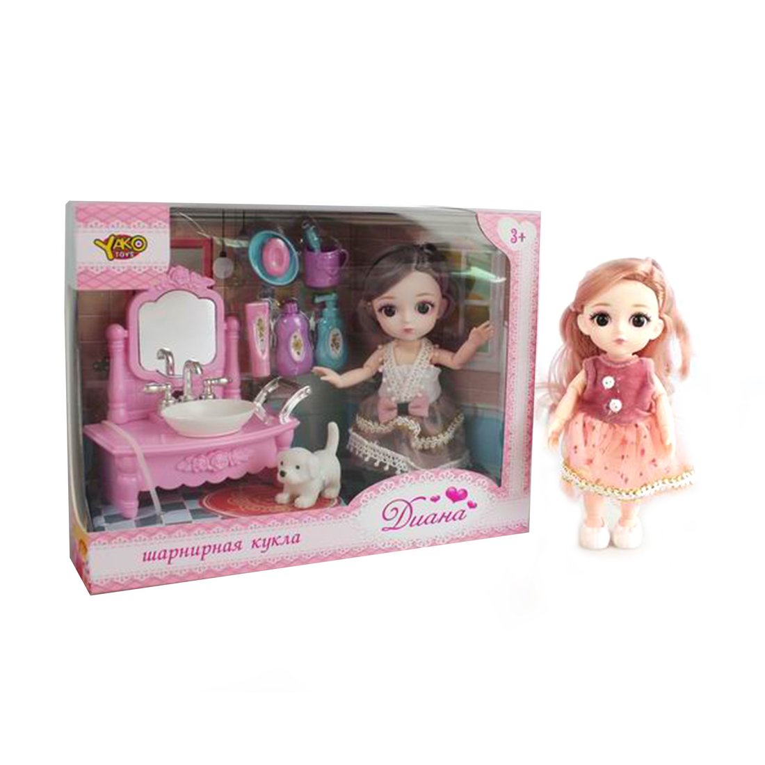 Игр. набор "Красотка", в компл. кукла Диана 16см., предм. 10шт., кор.