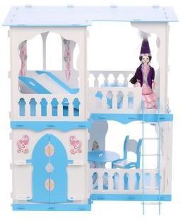 Домик для кукол Дом Алсу бело-голубой с мебелью