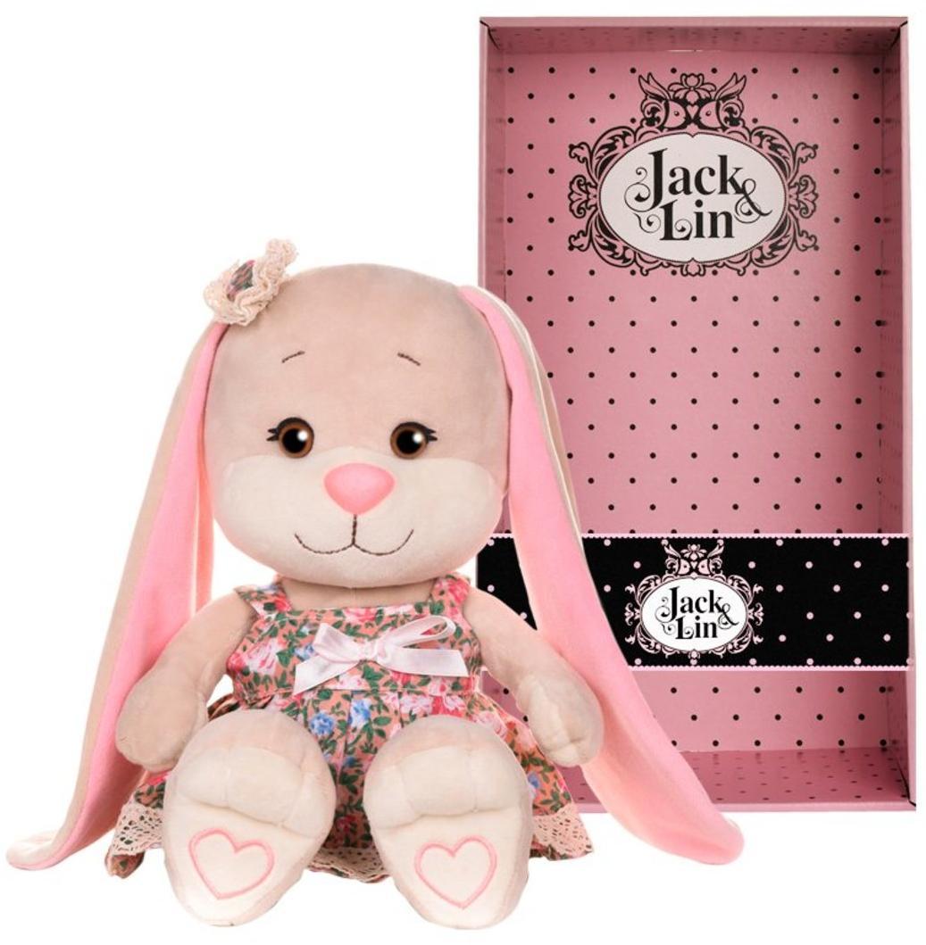 Мягкая Игрушка Зайка Jack&Lin в Летнем Платье с Цветным Принтом, 25 см