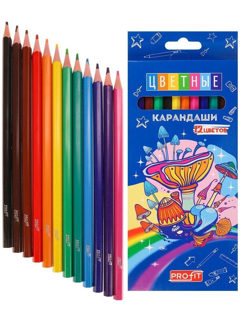 Набор цветных карандашей 12 цветов Микромир
