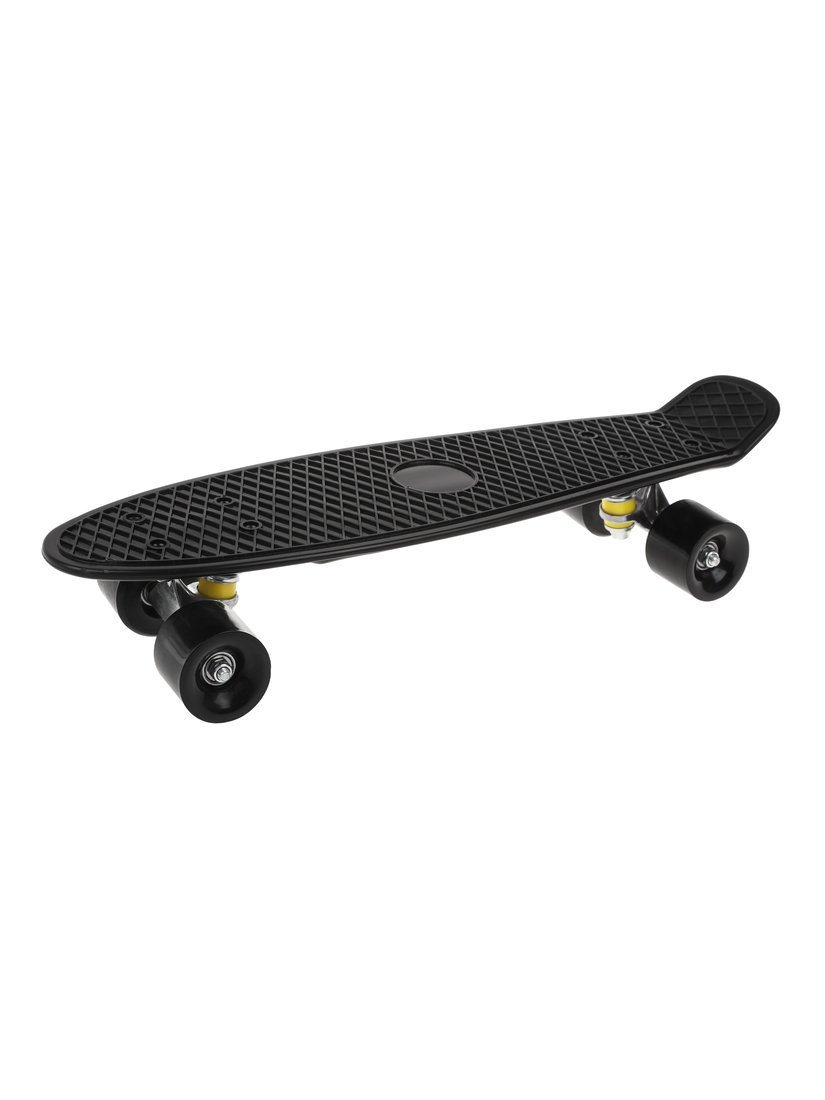 Скейтборд пластик 56 см, колеса PVC, крепления алюмин., чёрный