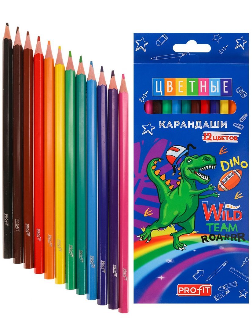 Набор цветных карандашей 12 цветов Wild Team