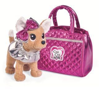 Плюшевая собачка Chi-Chi love  Гламур с розовой сумочкой и бантом, 20 см
