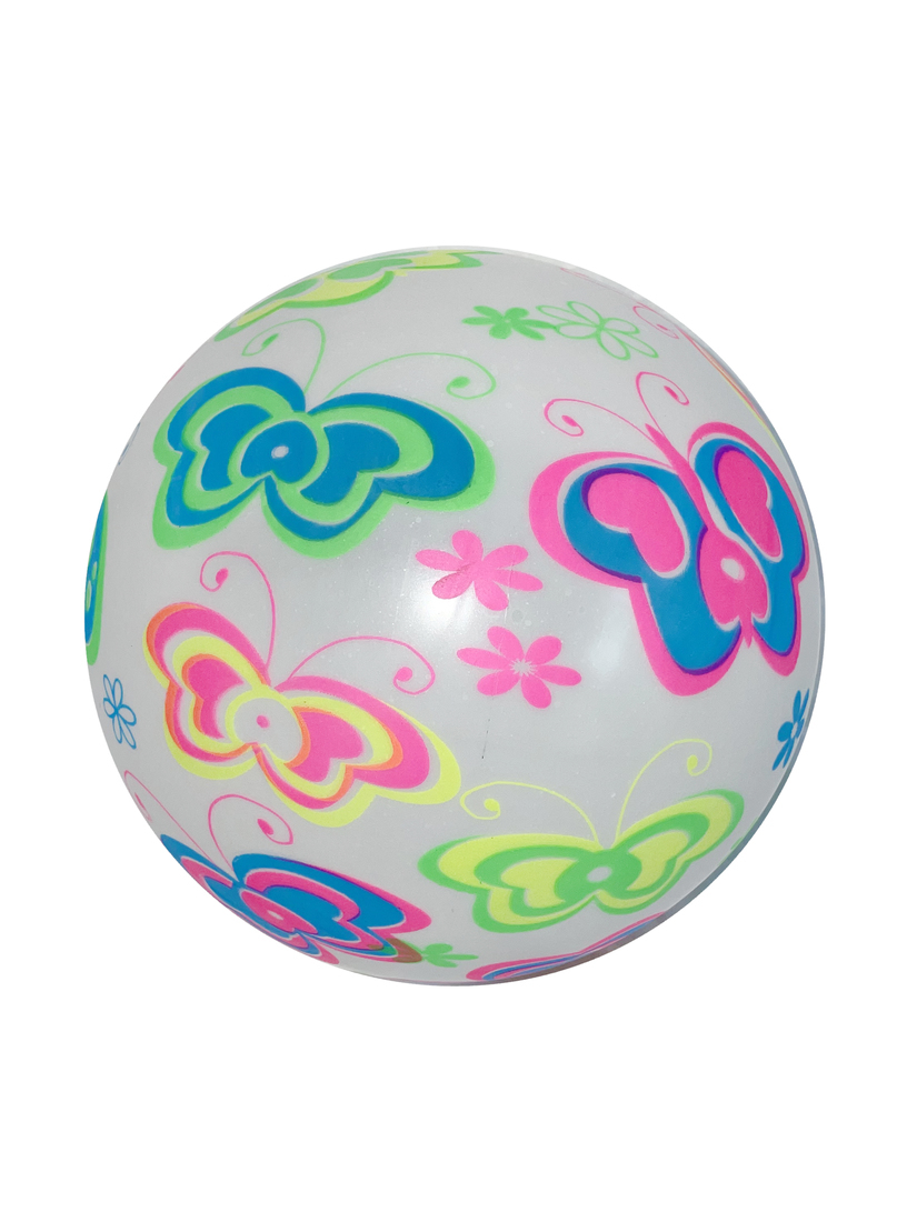 Мяч детский флуоресцентный Moby Kids Бабочки, ПВХ, 22 см., 60 г., в ассорт.
