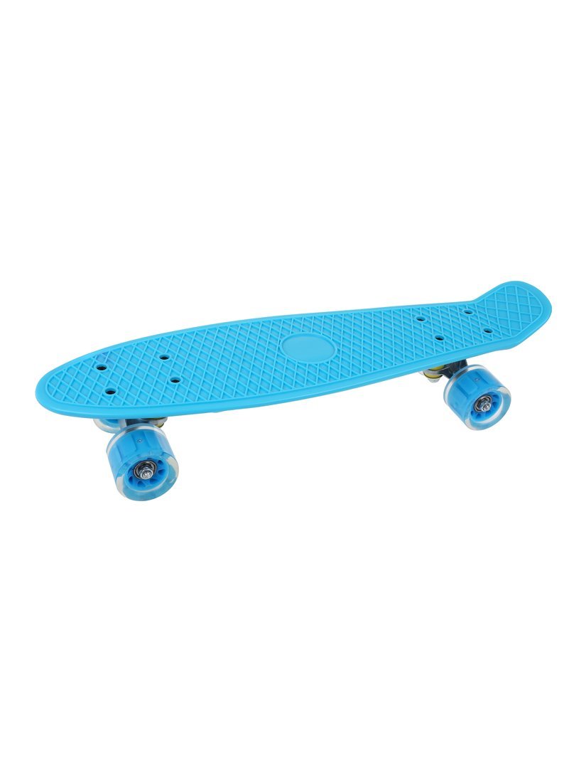 Скейтборд пластик 56 см, колеса PU со светом, крепления алюмин., голубой