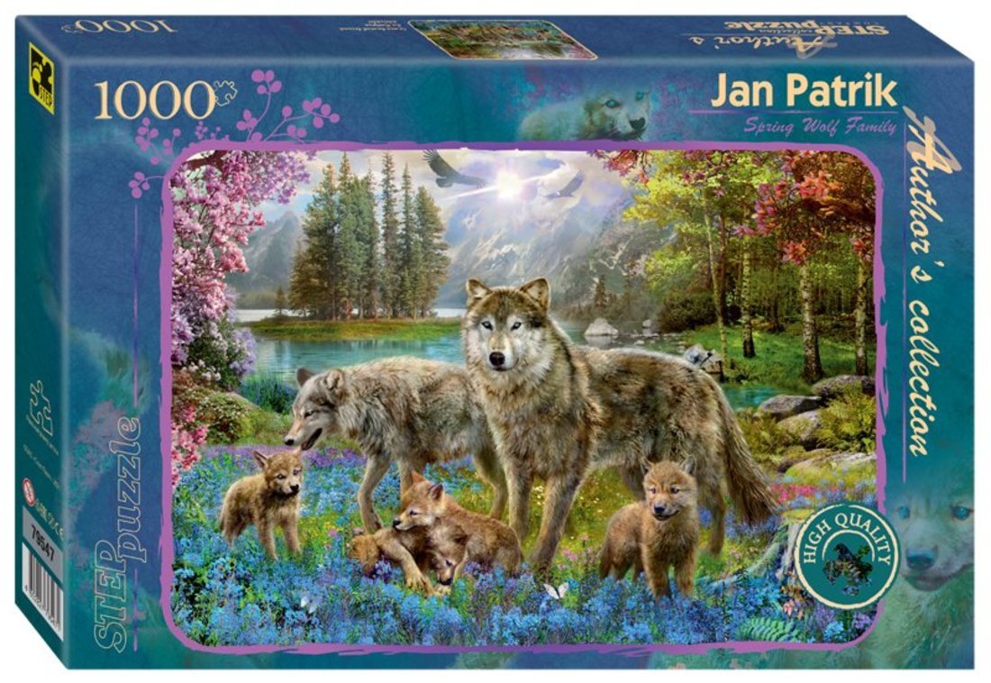 Пазлы 1000 Семья волков весной
