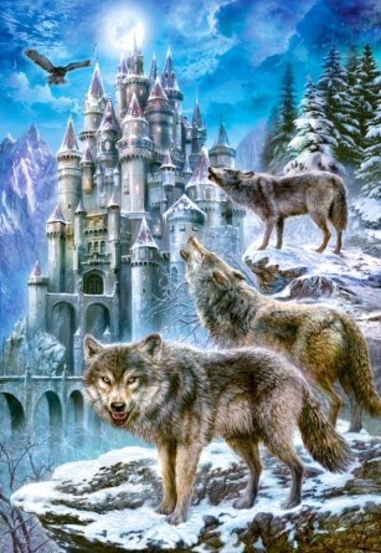Пазлы 1500 Волки и замок
