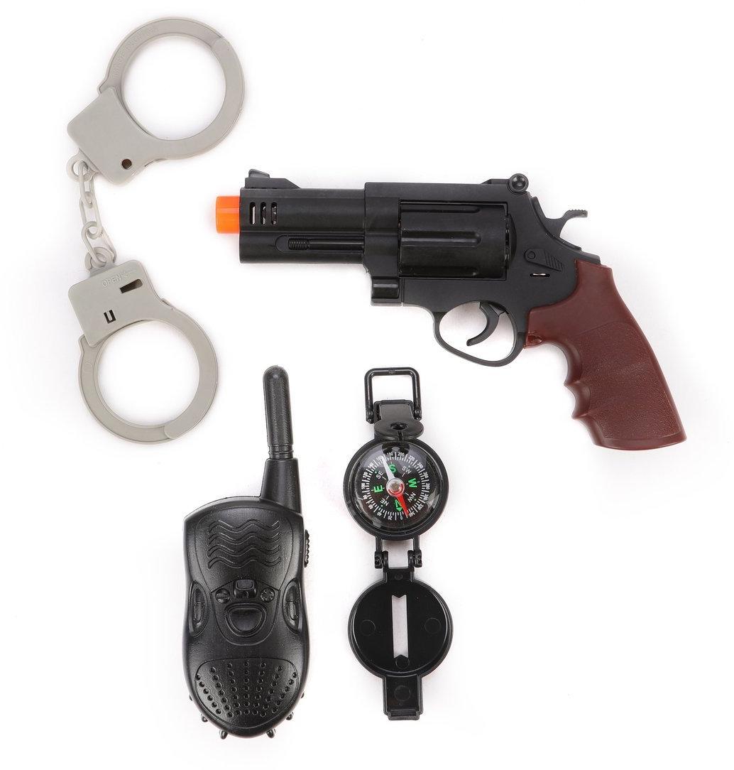 Игр.набор Полиция, револьвер эл., свет, звук, наручники, рация, компас, эл.пит.AG10*3шт.вх.в комплекте, пакет