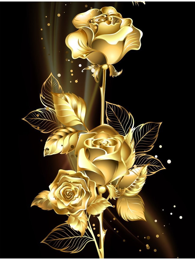 Алмазная мозаика Золотая роза, 30х40 см, 30 цв., полн. заполнение, с подр.