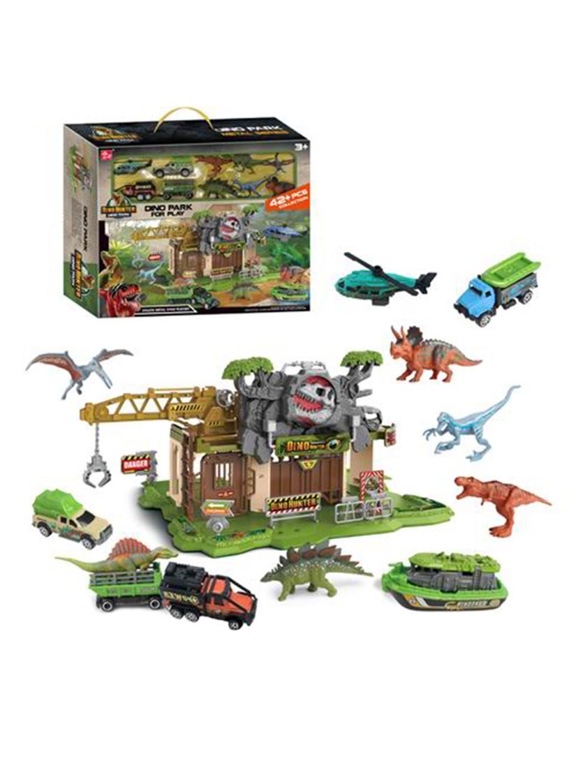 Игровой набор Парк динозавров, в комплекте деталей/предметов 42шт., в том числе машины металлические 3шт., коробка
