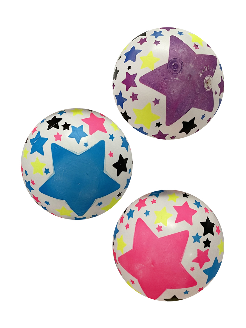 Мяч детский флуоресцентный Moby Kids Звёзды, ПВХ, 22 см., 60 г., в ассорт.