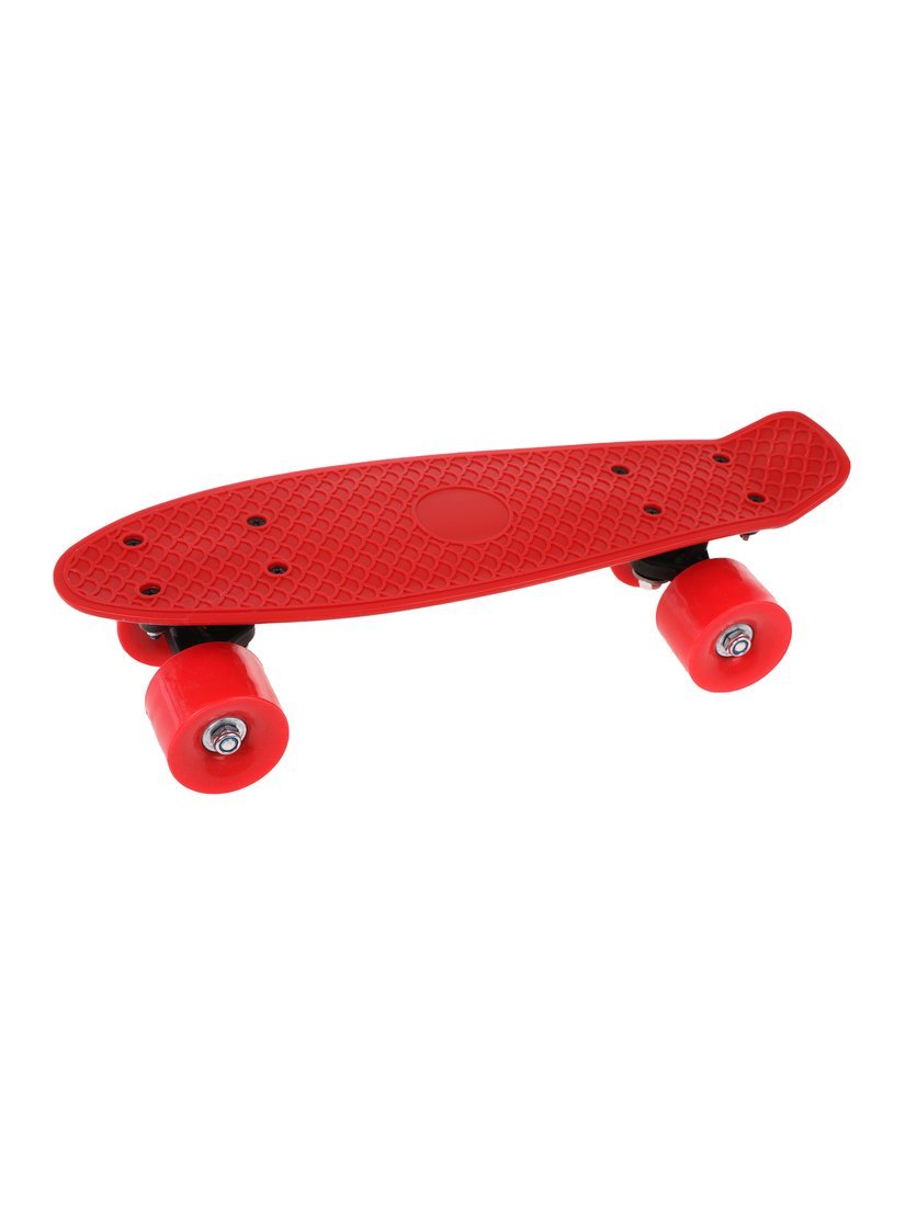 Скейтборд пластик 41x12 см, с большими PVC колесом (6 см.) без света, красный
