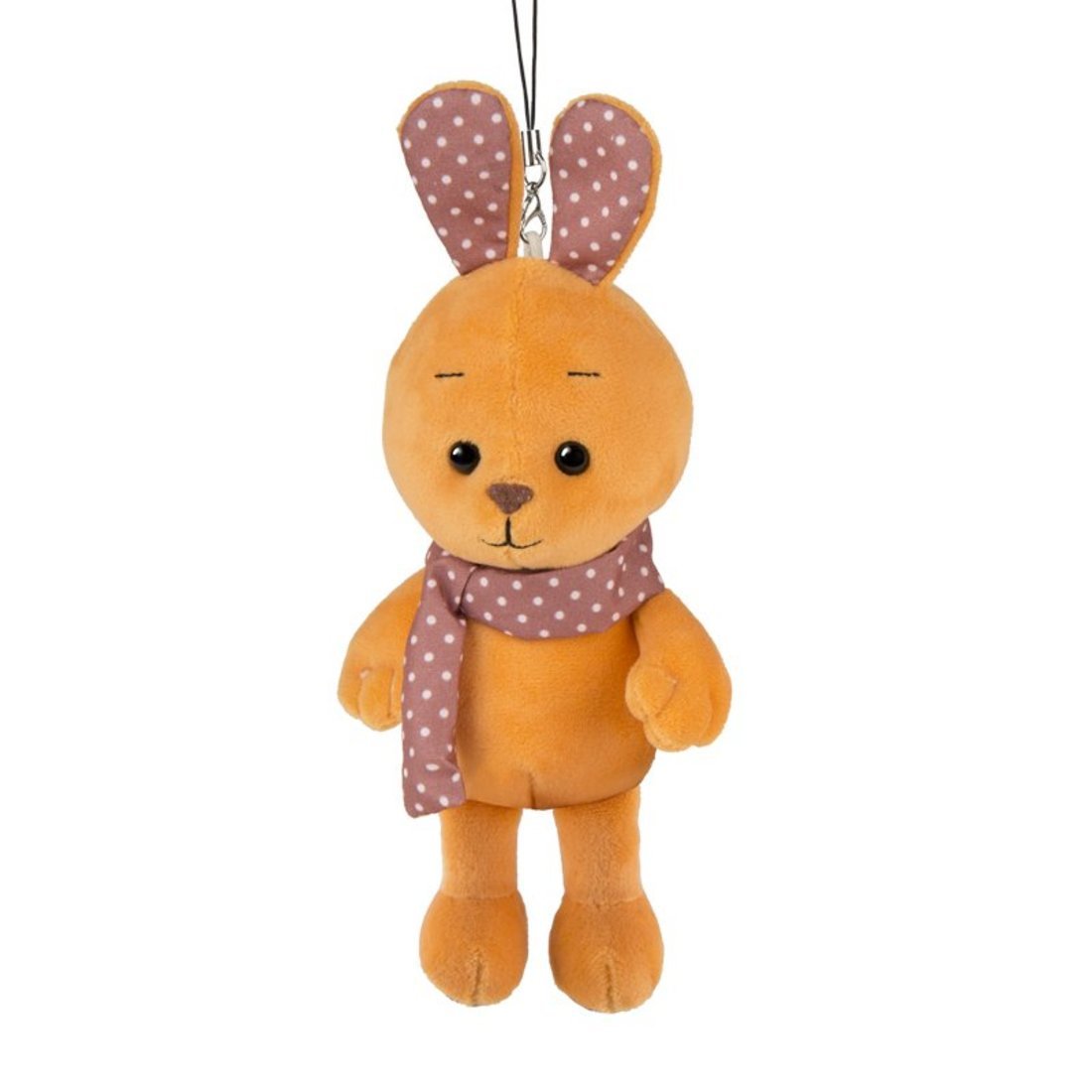 Мягкая игрушка Кролик Рыжий с цветными ушками 13 см