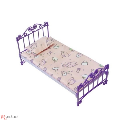 Кроватка  фиолетовая с постельным бельем