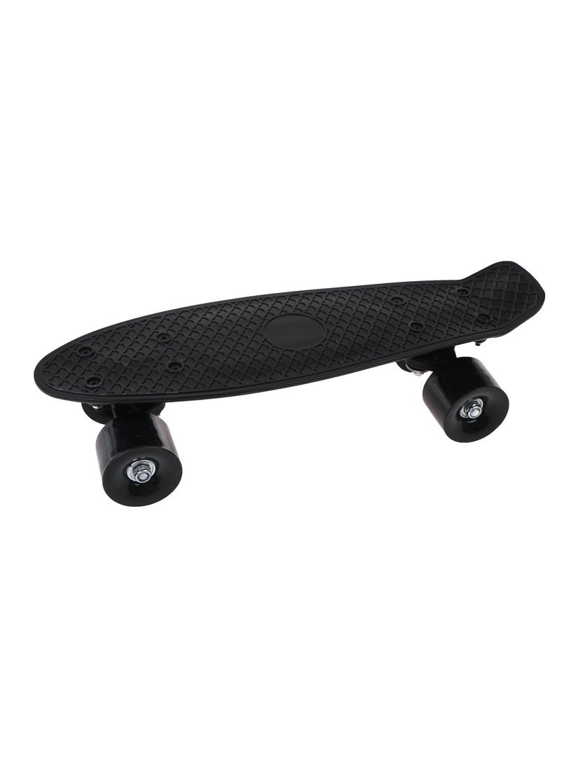 Скейтборд пластик 41x12 см, с большими PVC колесом (6 см.) без света, чёрный
