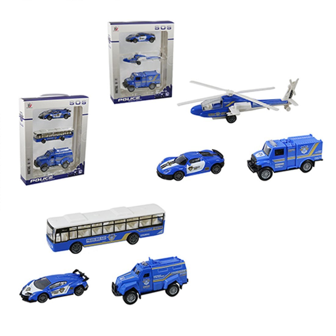 Игр.набор Полиция, в комплекте: транспорт металлический, инерционный 3шт., коробка, в ассортименте